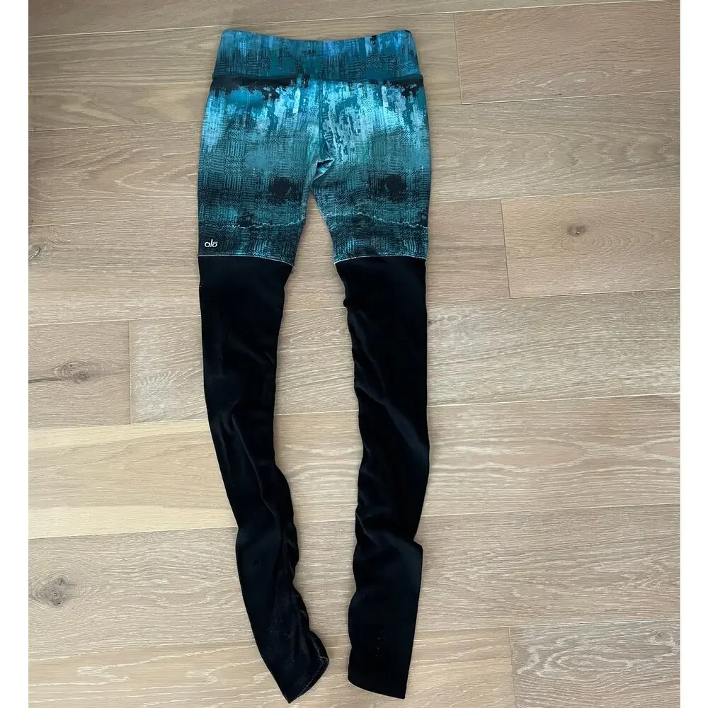 ALO Yoga Goddess Leggings Teal Ombre Black
